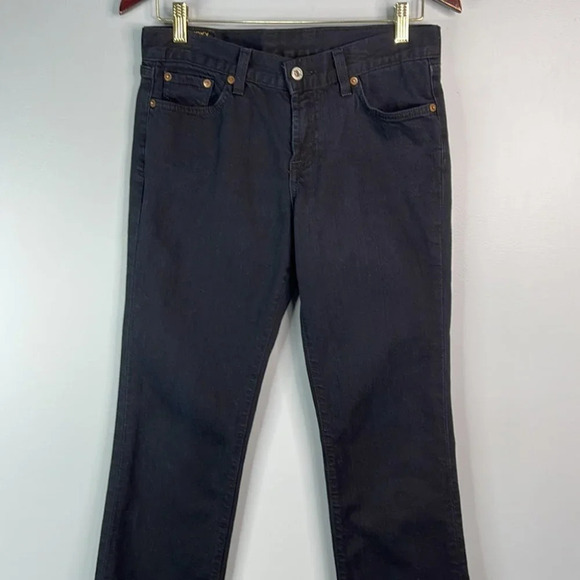 LUCKY BRAND The Rider Jeans Black Denim Mid Rise Straight Leg Frayed Hem 4/27 - Picture 3 of 15